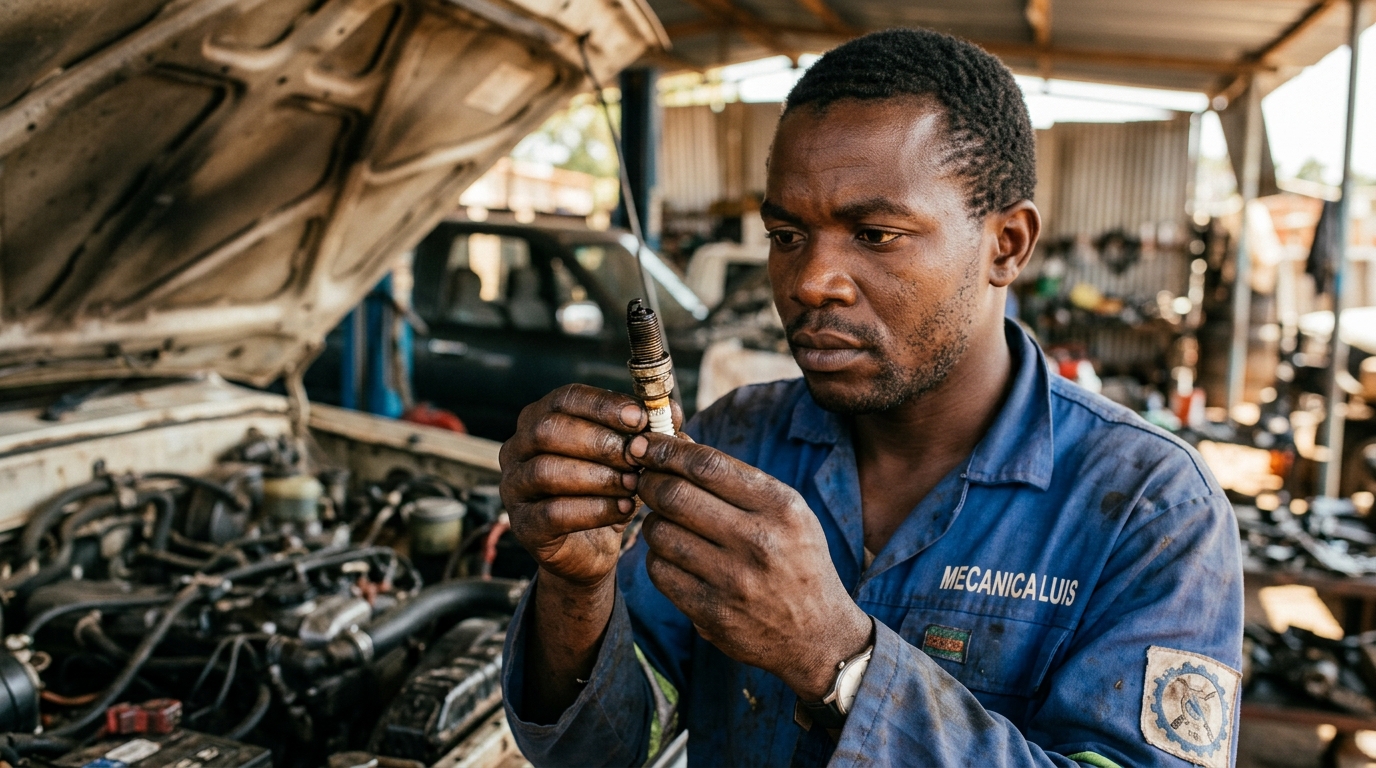 Velas Encharcadas de Combustível: Uma Avaria Simples que Paralisa o Motor em Moçambique